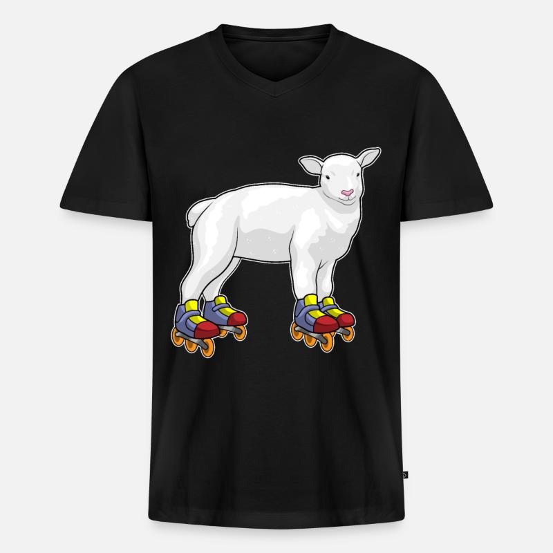 Lamm Inline skating Inline skates - Männer Premium Bio T-Shirt mit V-Ausschnitt - Schwarz