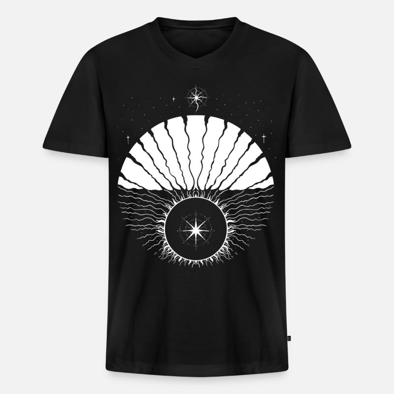 Wintersonnenwende Julmond Yule - Männer Premium Bio T-Shirt mit V-Ausschnitt - Schwarz
