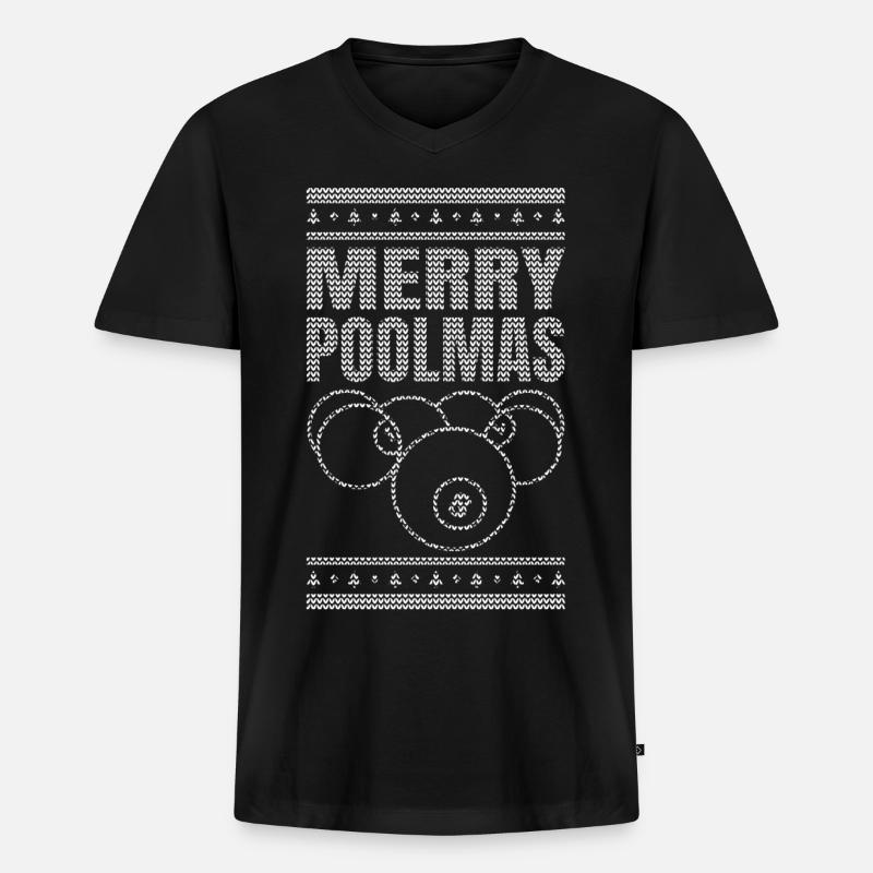 Queue Sport Billard Weihnachten - Männer Premium Bio T-Shirt mit V-Ausschnitt - Schwarz