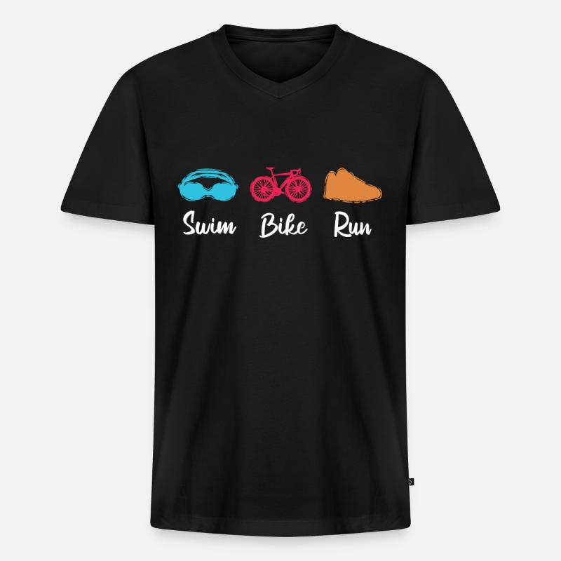 Triathlet - Männer Premium Bio T-Shirt mit V-Ausschnitt - Schwarz
