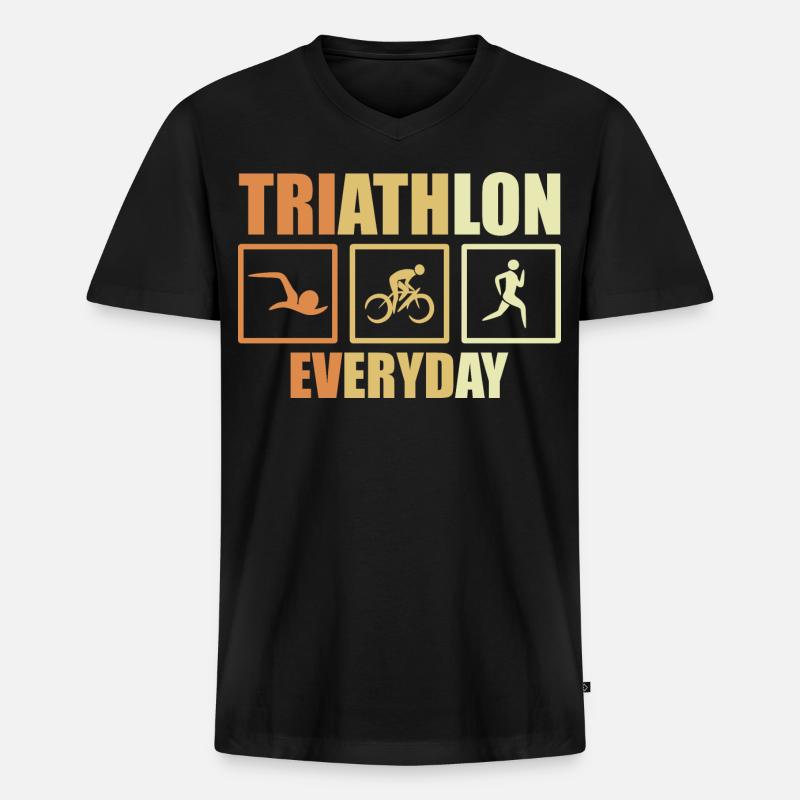 Fahrrad Triathlon Routine - Männer Premium Bio T-Shirt mit V-Ausschnitt - Schwarz