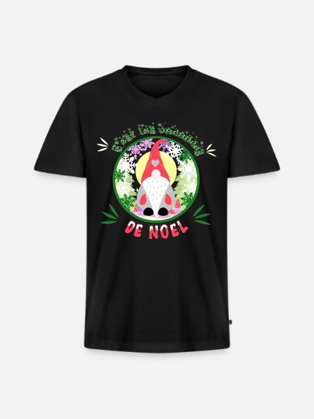 c'est les vacances de noël - T-shirt encolure en V Premium bio Homme - noir