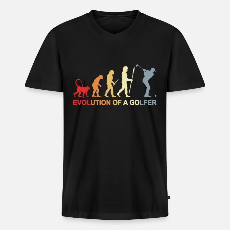 Golfer Evolution - Männer Premium Bio T-Shirt mit V-Ausschnitt - Schwarz
