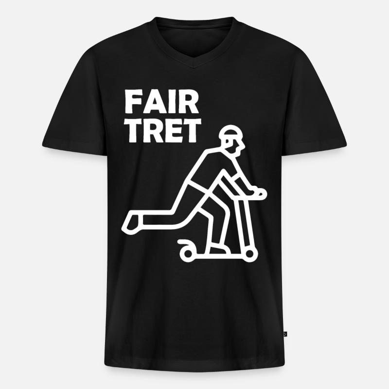 FAIR TRET Roller - Männer Premium Bio T-Shirt mit V-Ausschnitt - Schwarz