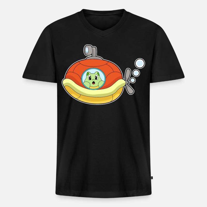 Schildkröte U-Boot - Männer Premium Bio T-Shirt mit V-Ausschnitt - Schwarz