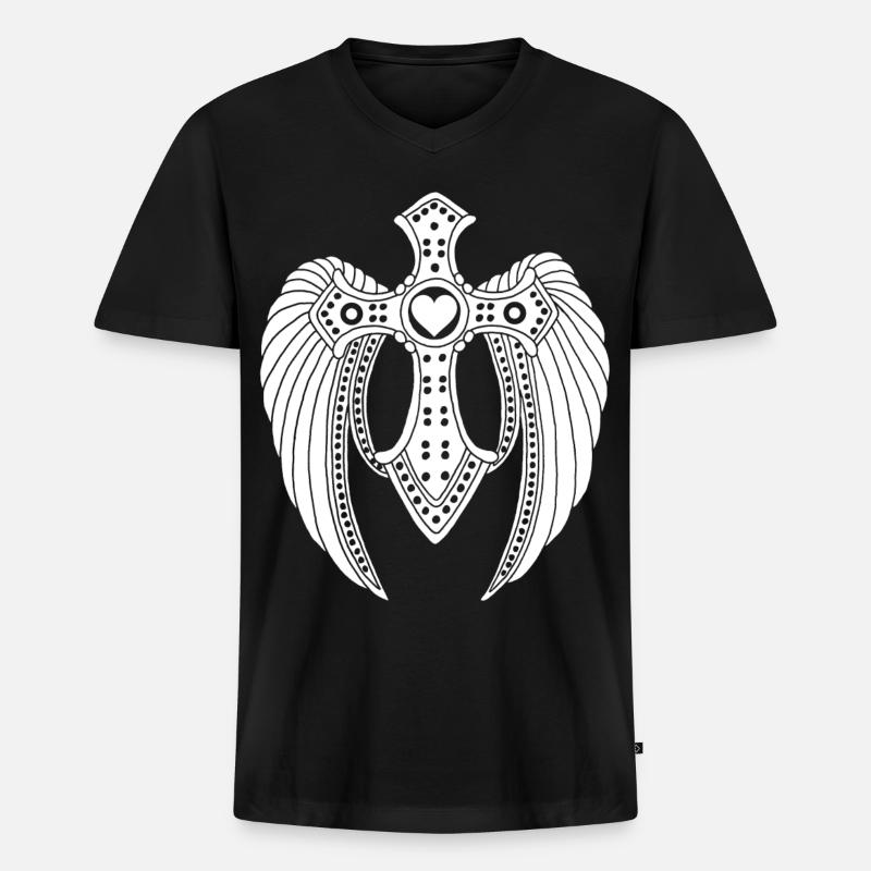 weißer gefallener Engel - Männer Premium Bio T-Shirt mit V-Ausschnitt - Schwarz
