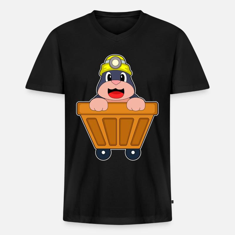 Maulwurf Bergbau Container - Männer Premium Bio T-Shirt mit V-Ausschnitt - Schwarz