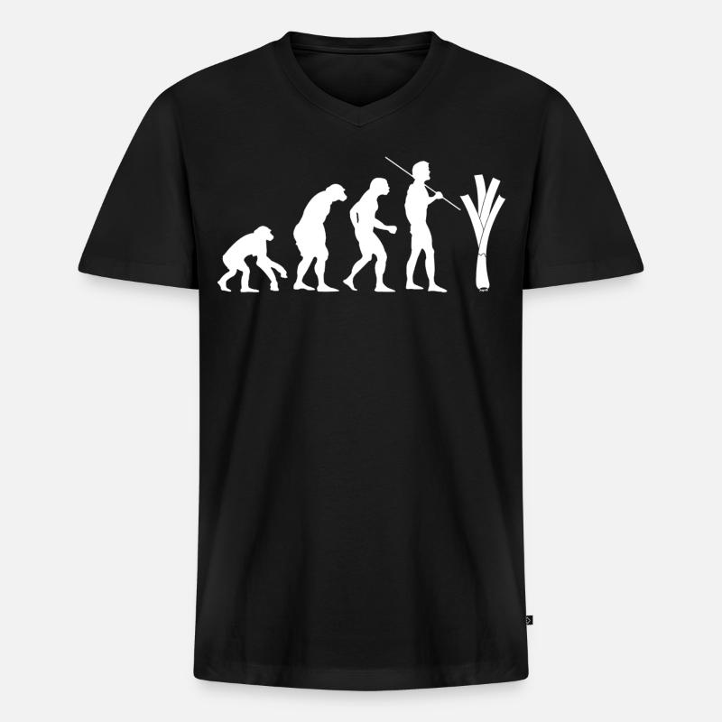 Evolution des Lauchs (weiß) - Männer Premium Bio T-Shirt mit V-Ausschnitt - Schwarz