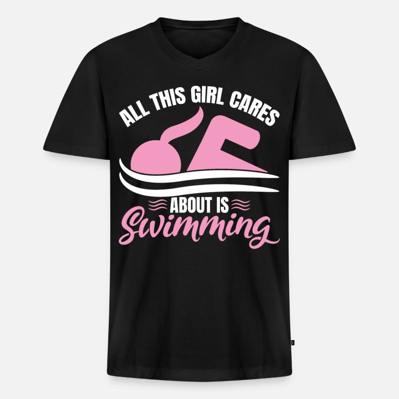 Schwimmer Mädchen - Männer Premium Bio T-Shirt mit V-Ausschnitt - Schwarz