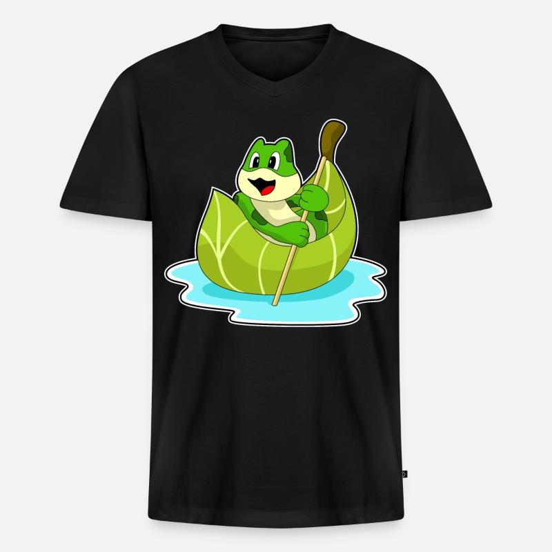 Frosch Boot - Männer Premium Bio T-Shirt mit V-Ausschnitt - Schwarz