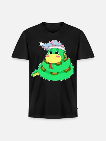 Snake Sleeping Nightcap - Men's Premium Organic T-shirt with V-neck - black
