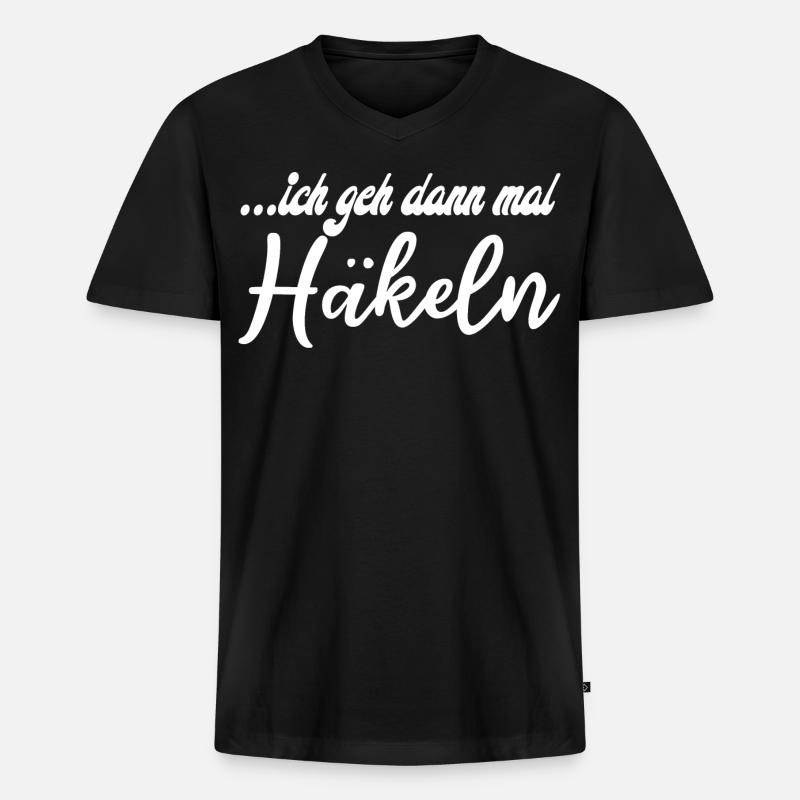 Lebendige Häkeldesign Illustration - Männer Premium Bio T-Shirt mit V-Ausschnitt - Schwarz