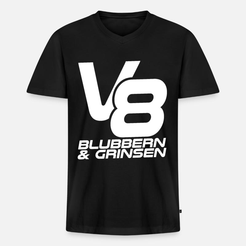 V8 - Blubbern & Grinsen - Männer Premium Bio T-Shirt mit V-Ausschnitt - Schwarz