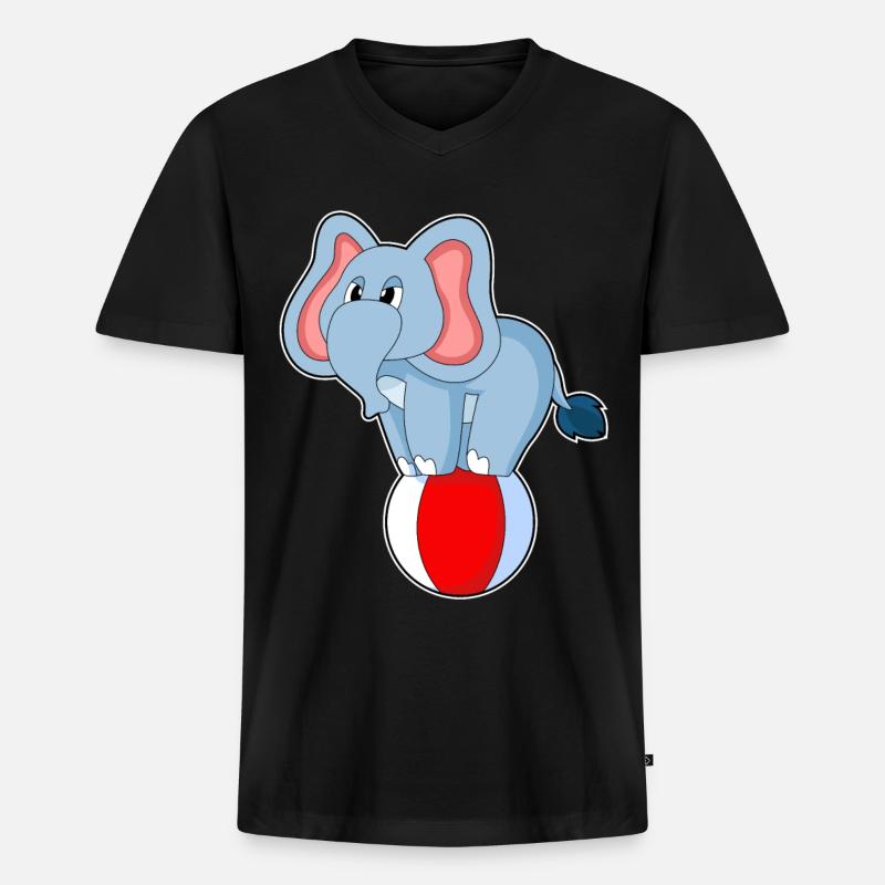 Elefant Zirkus - Männer Premium Bio T-Shirt mit V-Ausschnitt - Schwarz