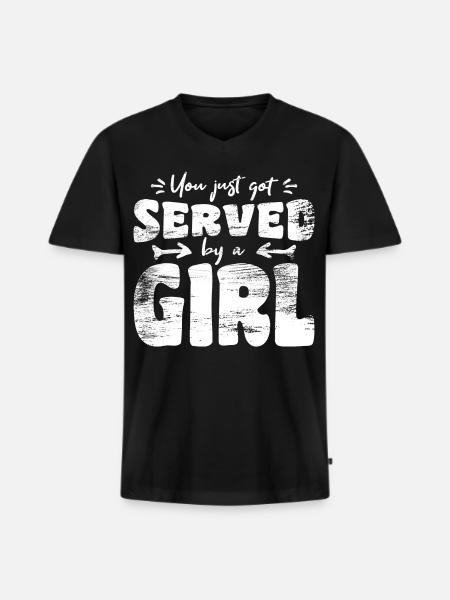 Tennis de table filles - T-shirt encolure en V Premium bio Homme - noir