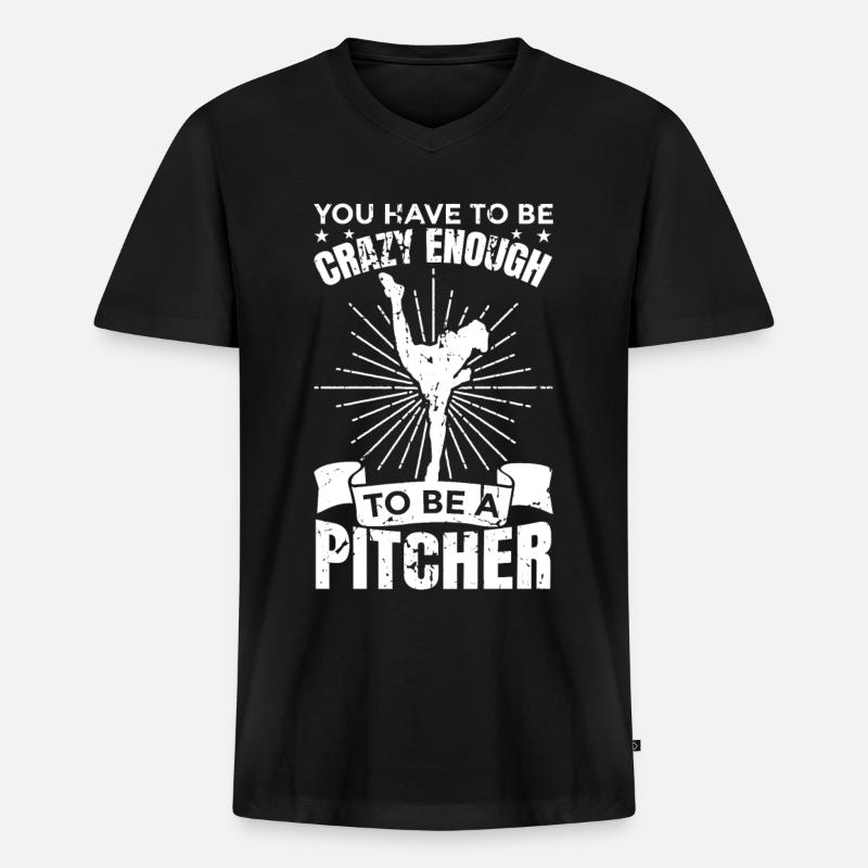 Baseball Pitcher - Männer Premium Bio T-Shirt mit V-Ausschnitt - Schwarz