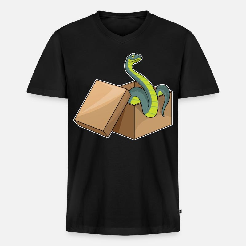 Schlange Karton - Männer Premium Bio T-Shirt mit V-Ausschnitt - Schwarz