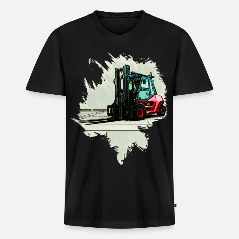 Gabelstapler - Männer Premium Bio T-Shirt mit V-Ausschnitt - Schwarz