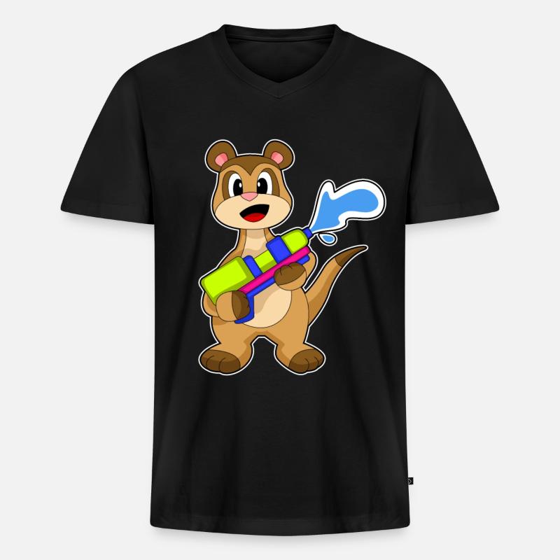 Erdmännchen Wasserpistole - Männer Premium Bio T-Shirt mit V-Ausschnitt - Schwarz