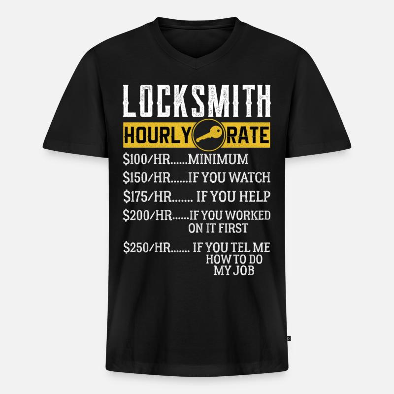Locksmith Hourly rates Locksmith - Männer Premium Bio T-Shirt mit V-Ausschnitt - Schwarz
