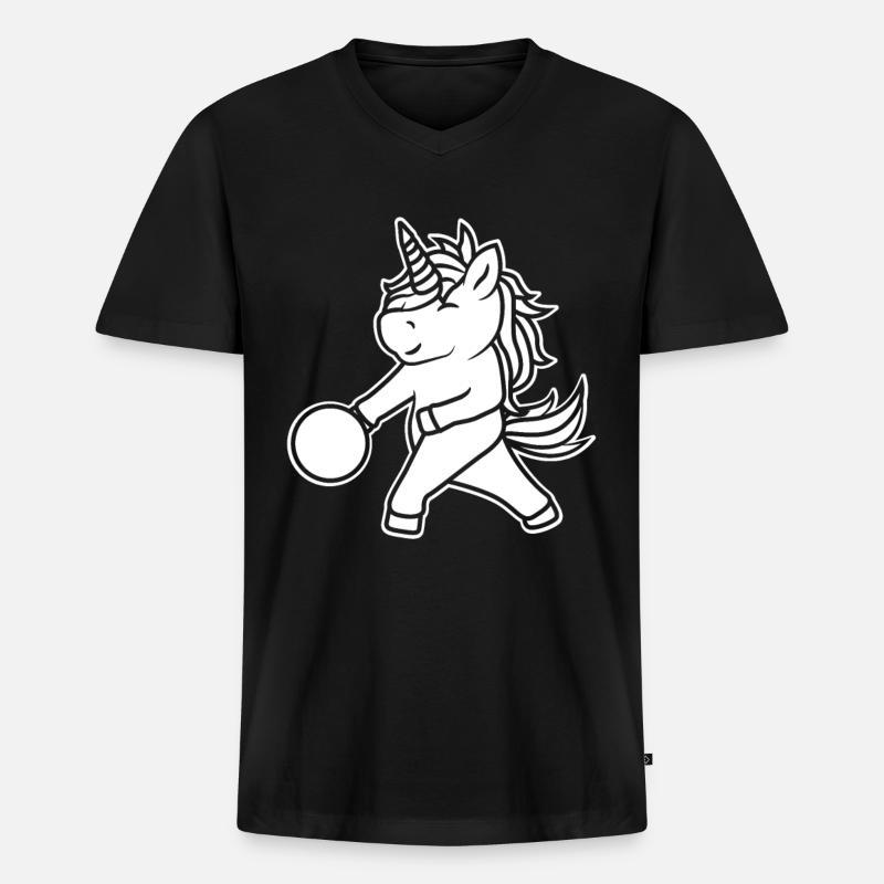 Einhorn Bowler Kinder - Männer Premium Bio T-Shirt mit V-Ausschnitt - Schwarz