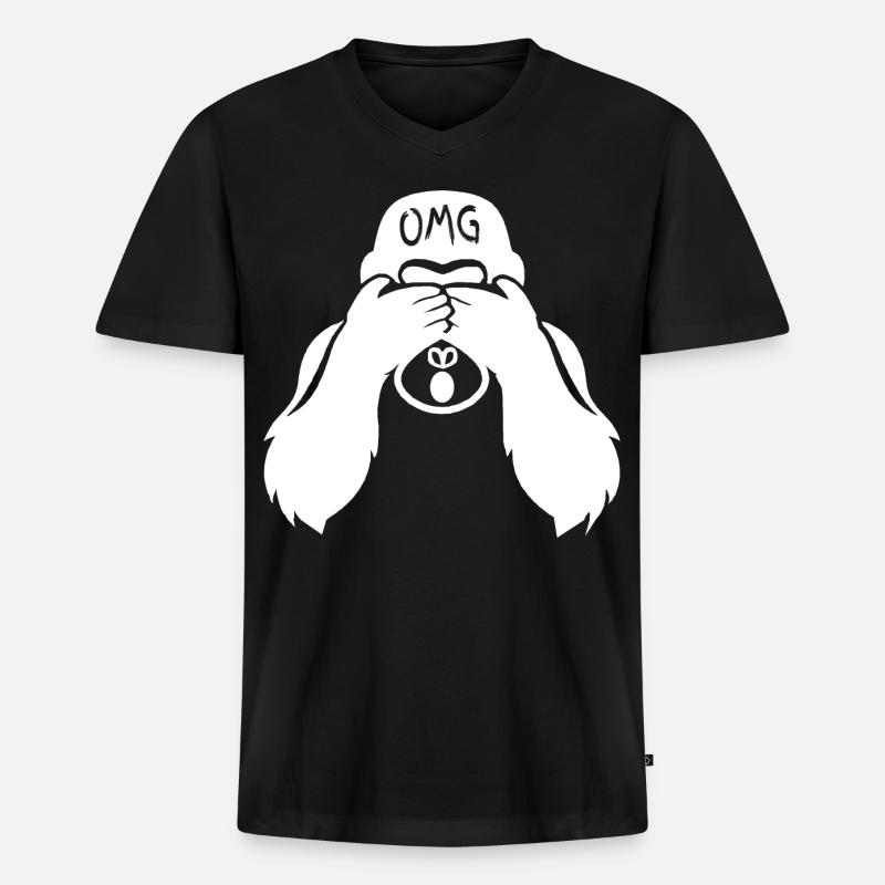 Witziger Gorilla OMG Affe - Männer Premium Bio T-Shirt mit V-Ausschnitt - Schwarz