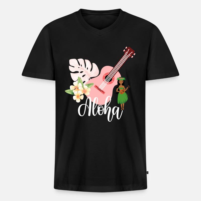 Aloha - Männer Premium Bio T-Shirt mit V-Ausschnitt - Schwarz