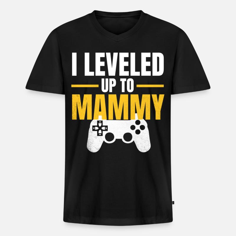 Level Up Mama Gamer - Männer Premium Bio T-Shirt mit V-Ausschnitt - Schwarz