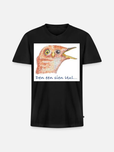 PlattSnack – Den een sien Uul... - Männer Premium Bio T-Shirt mit V-Ausschnitt - Schwarz