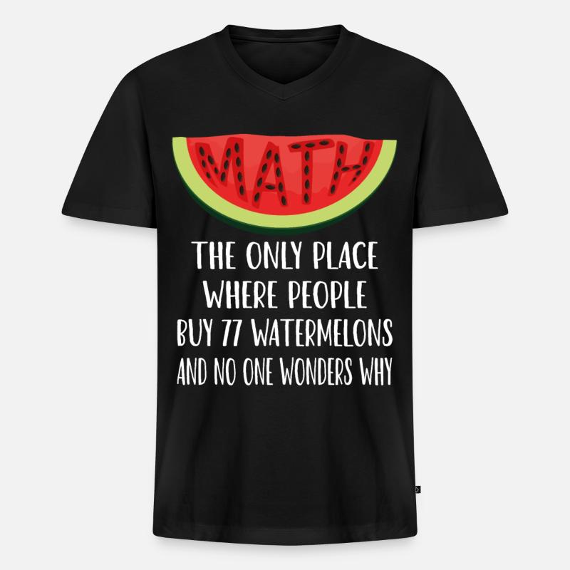 Mathematik und Wassermelonen - Männer Premium Bio T-Shirt mit V-Ausschnitt - Schwarz