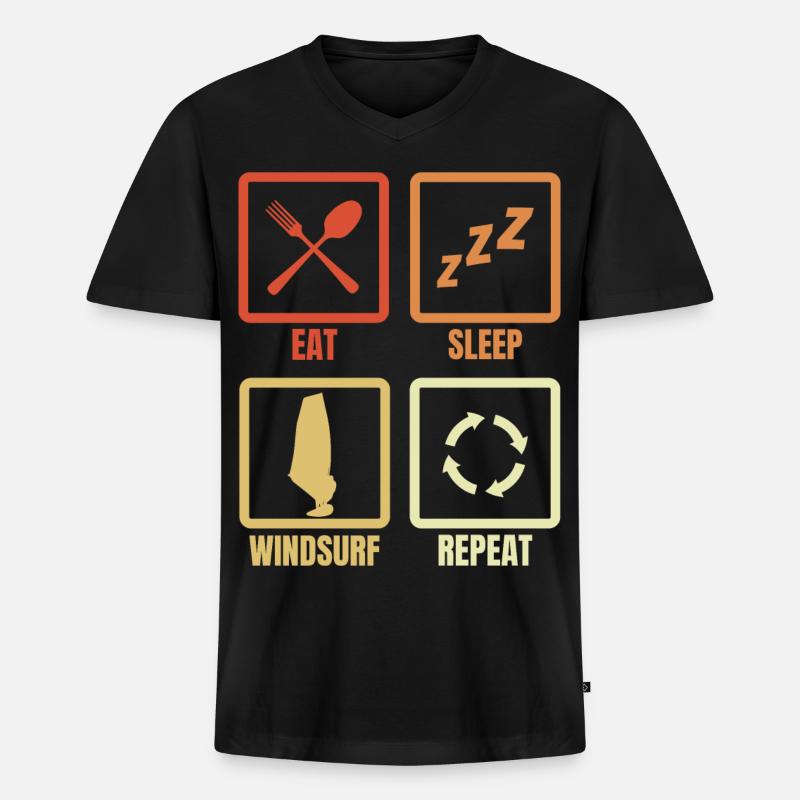 Windsurfen Zeitplan - Männer Premium Bio T-Shirt mit V-Ausschnitt - Schwarz