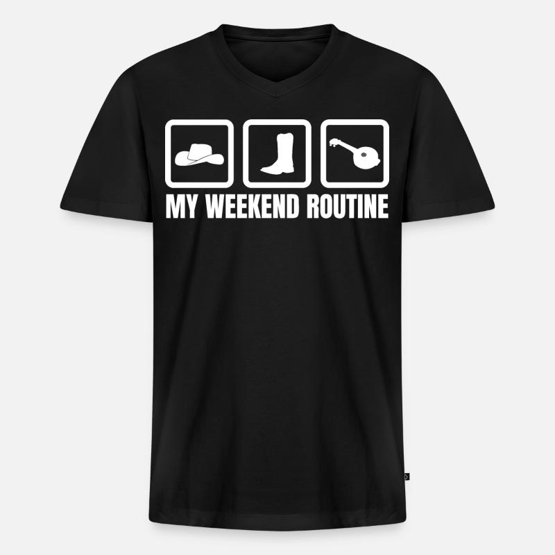 Banjo Wochenendroutine - Männer Premium Bio T-Shirt mit V-Ausschnitt - Schwarz