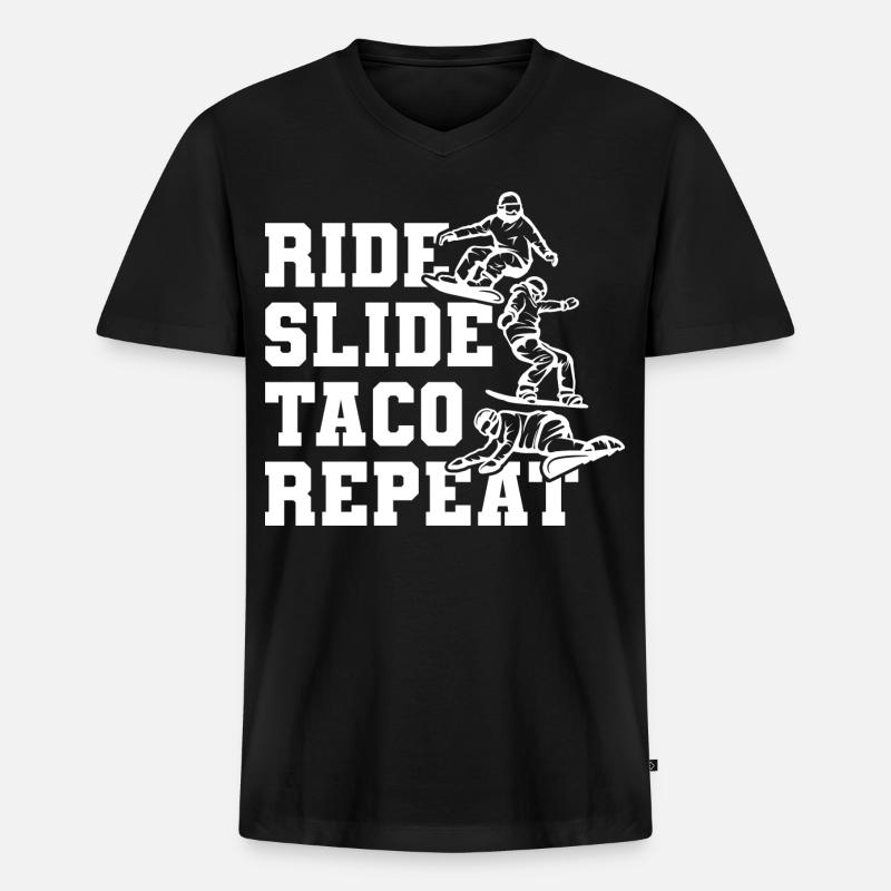 Snowboard Taco - Männer Premium Bio T-Shirt mit V-Ausschnitt - Schwarz
