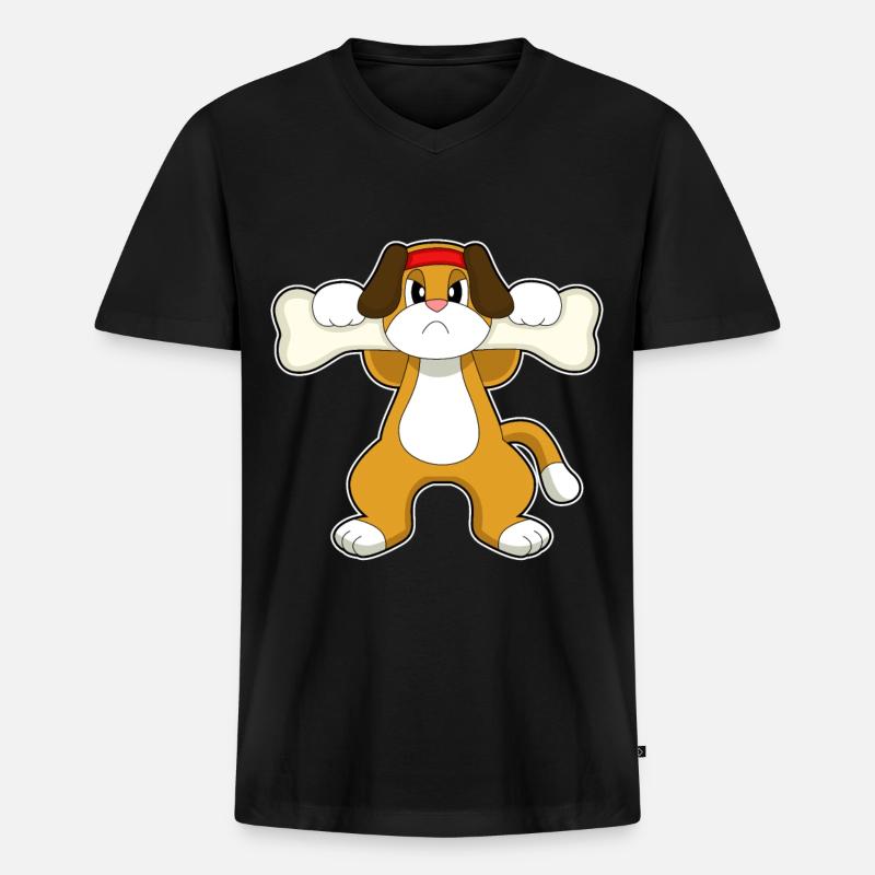 Hund Bodybuilder Knochen - Männer Premium Bio T-Shirt mit V-Ausschnitt - Schwarz