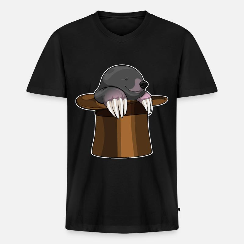 Maulwurf Zylinder - Männer Premium Bio T-Shirt mit V-Ausschnitt - Schwarz