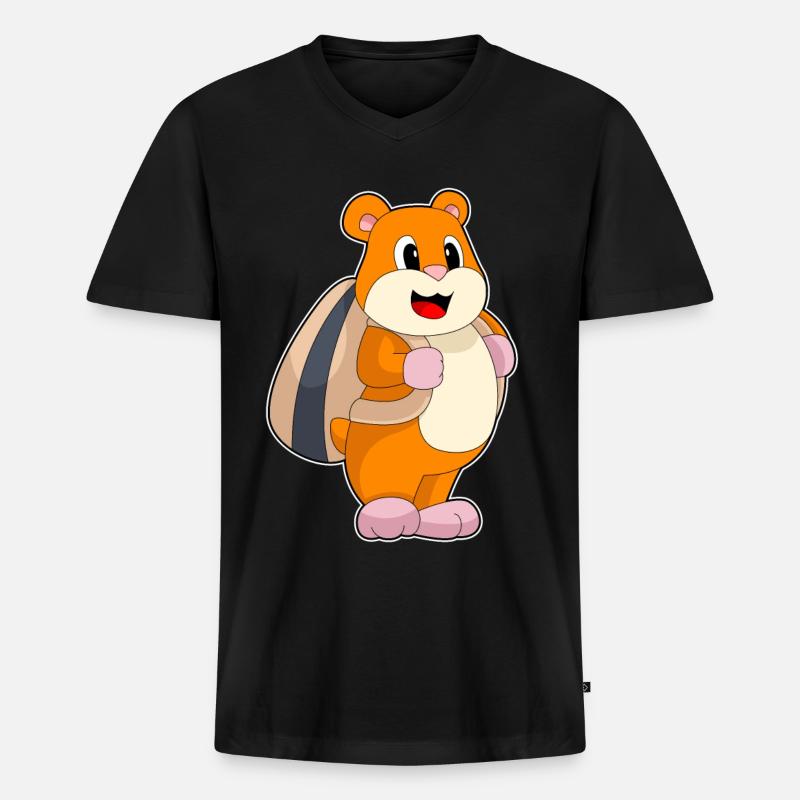 Hamster Samen Rucksack - Männer Premium Bio T-Shirt mit V-Ausschnitt - Schwarz