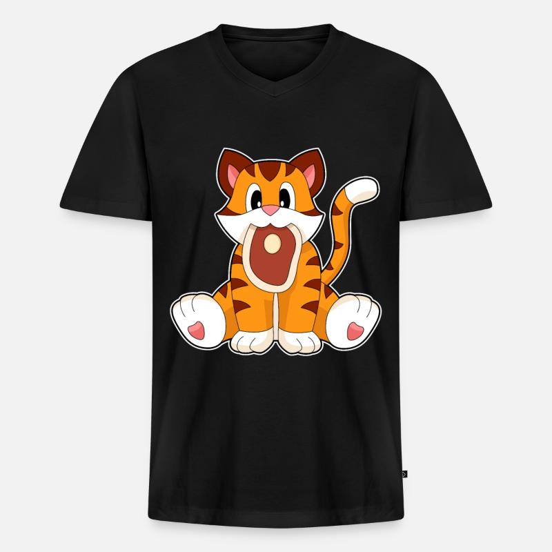 Tiger Fleisch - Männer Premium Bio T-Shirt mit V-Ausschnitt - Schwarz