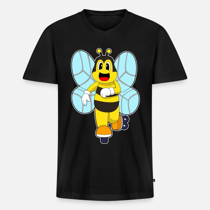 Biene Inline skating Inline skates - Männer Premium Bio T-Shirt mit V-Ausschnitt - Schwarz