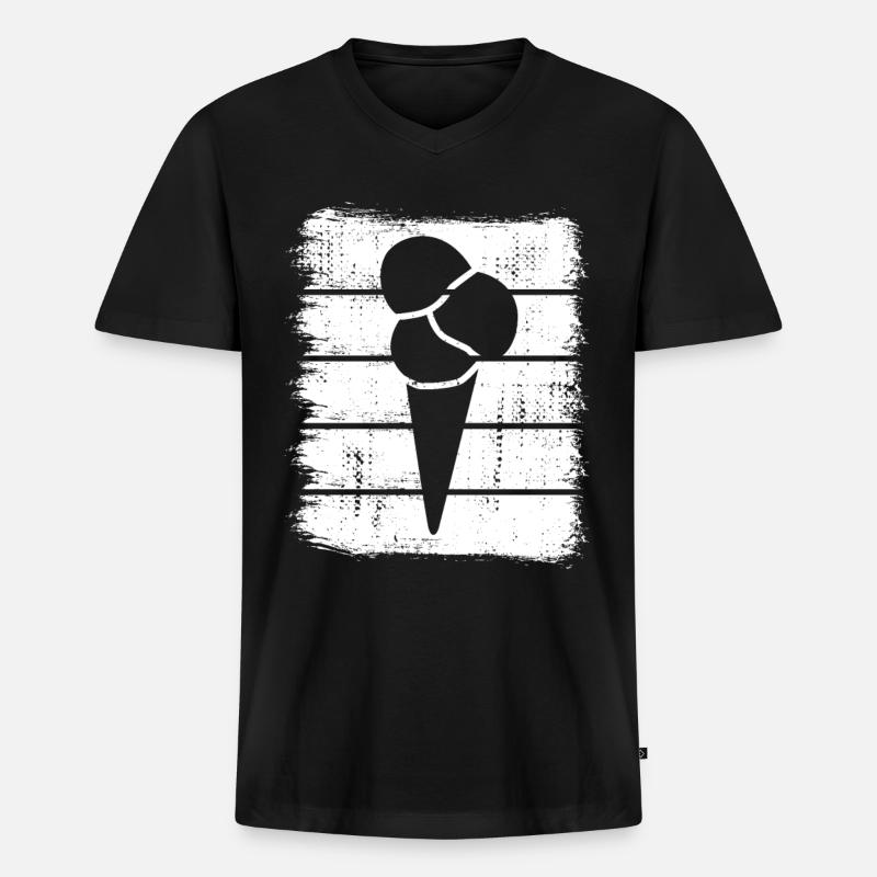 Eis in der Waffel - Männer Premium Bio T-Shirt mit V-Ausschnitt - Schwarz
