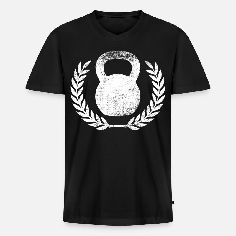 Kettlebell - Männer Premium Bio T-Shirt mit V-Ausschnitt - Schwarz
