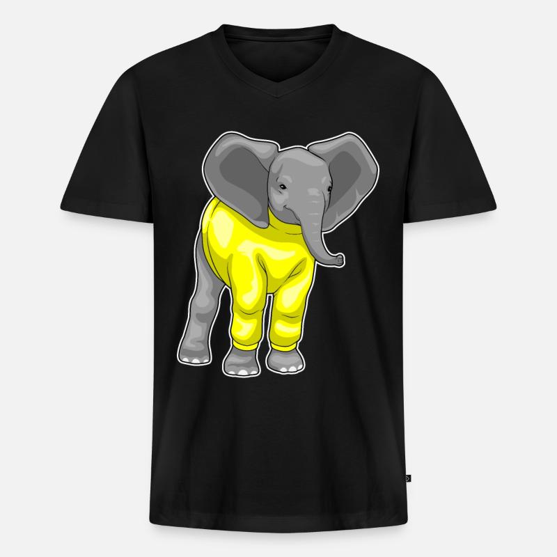 Elefant Winter Pullover - Männer Premium Bio T-Shirt mit V-Ausschnitt - Schwarz
