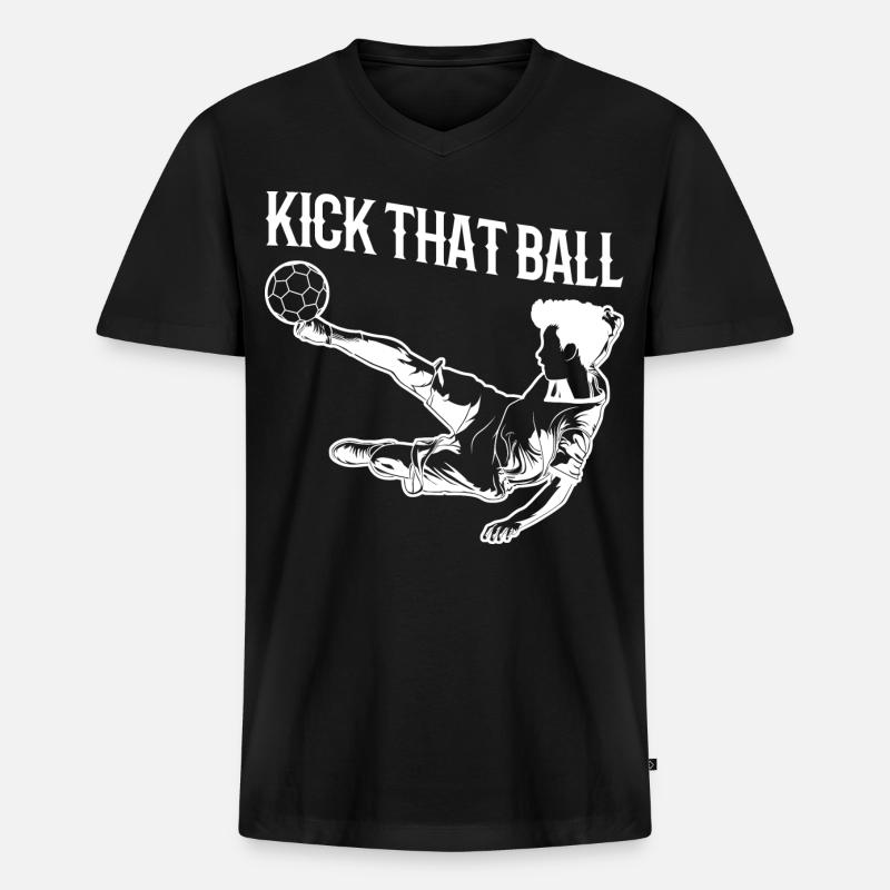 Schieß den Ball - Männer Premium Bio T-Shirt mit V-Ausschnitt - Schwarz
