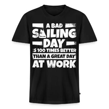Segelsport - Männer Premium Bio T-Shirt mit V-Ausschnitt - Schwarz - Vorne - Nico (187cm)