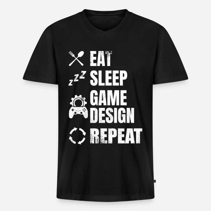 Game Designer Routine - Männer Premium Bio T-Shirt mit V-Ausschnitt - Schwarz