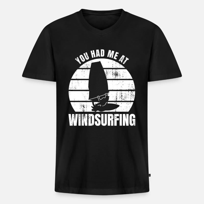 Lustiger Windsurfer Spruch - Männer Premium Bio T-Shirt mit V-Ausschnitt - Schwarz