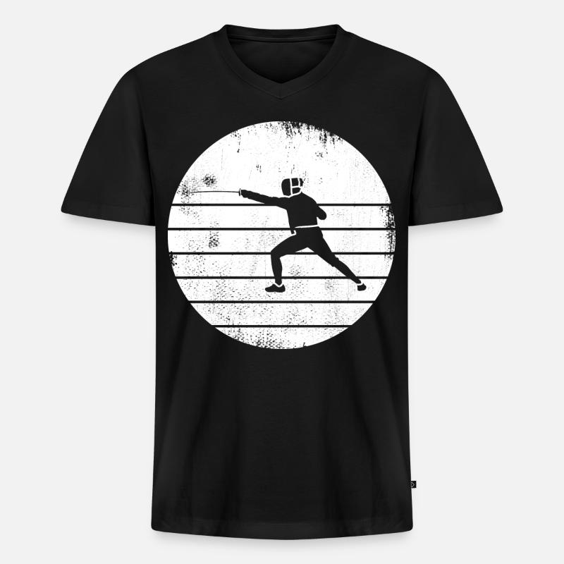 Fechter Zeichnung - Männer Premium Bio T-Shirt mit V-Ausschnitt - Schwarz