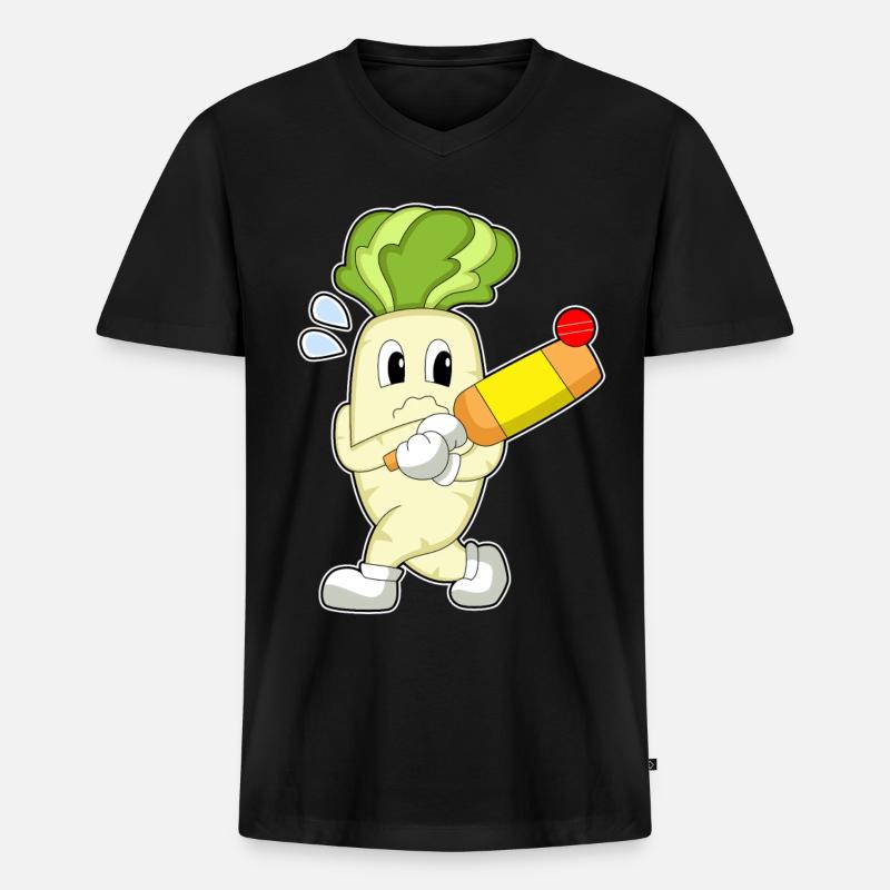 Radieschen Cricket Cricketschläger - Männer Premium Bio T-Shirt mit V-Ausschnitt - Schwarz