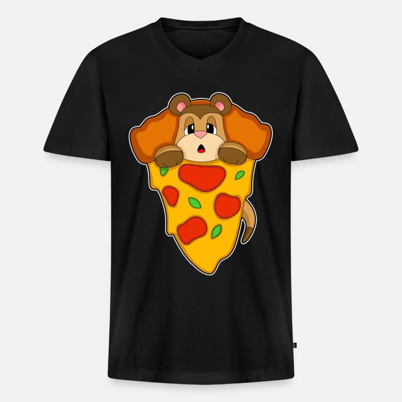 Erdmännchen Pizza - Männer Premium Bio T-Shirt mit V-Ausschnitt - Schwarz