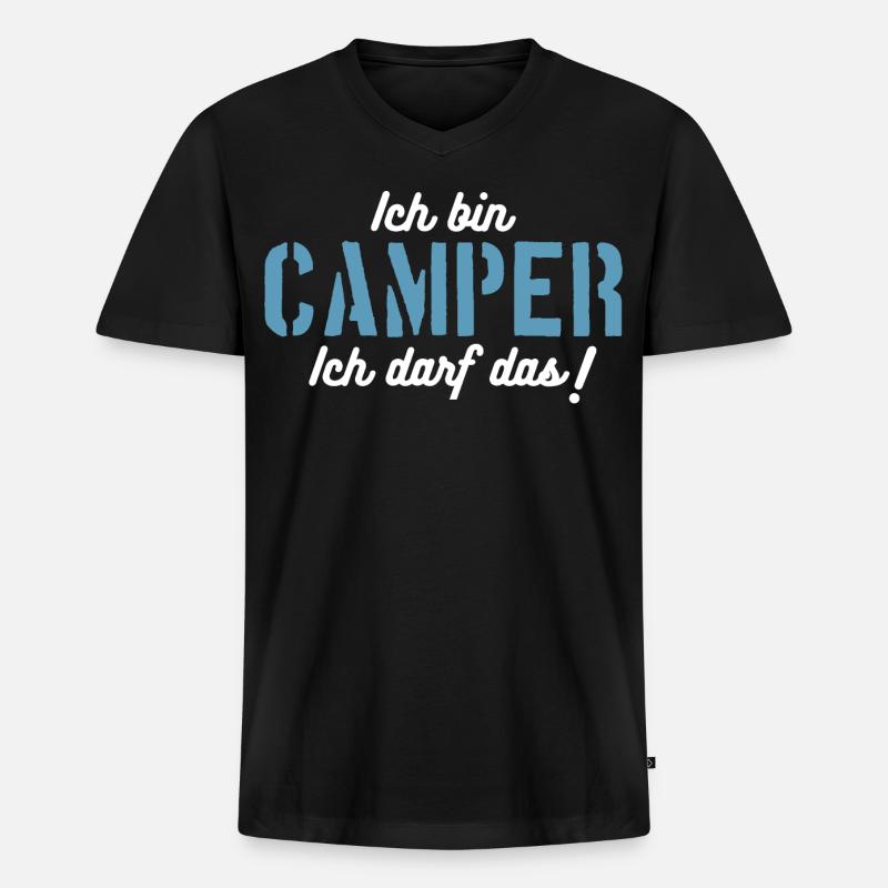 Ich bin Camper, ich darf das! - Männer Premium Bio T-Shirt mit V-Ausschnitt - Schwarz