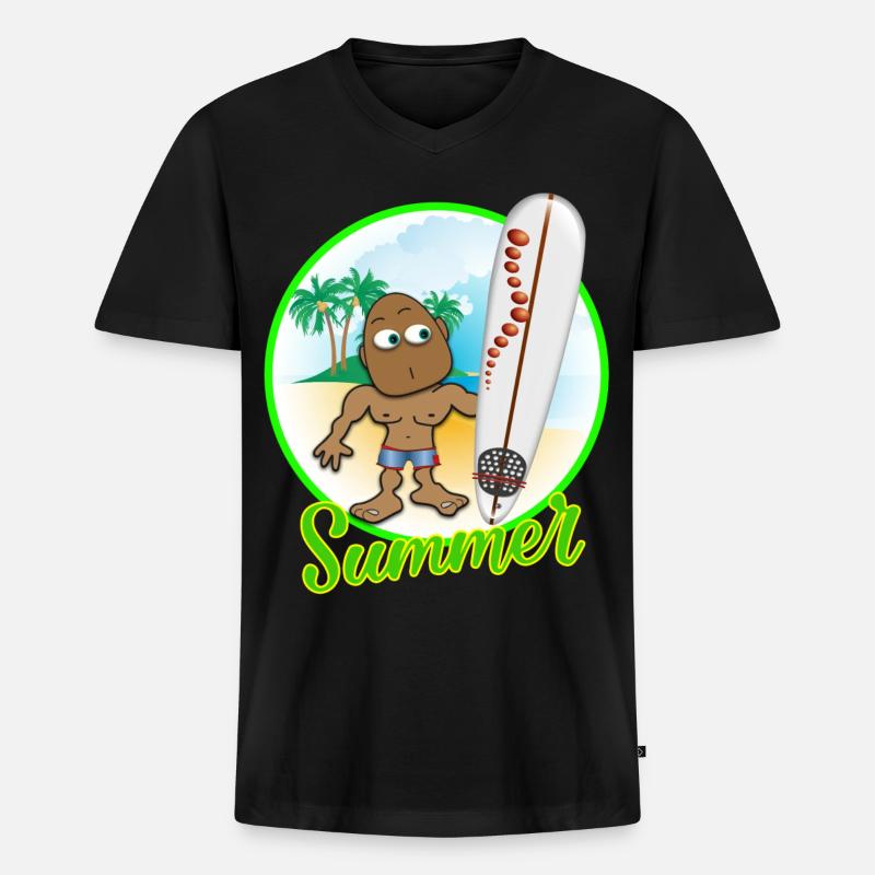 Sommer 2023 - Männer Premium Bio T-Shirt mit V-Ausschnitt - Schwarz
